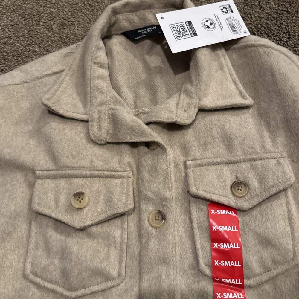 Wool-Blend Shacket Jacket - Beige - Picture 3 of 6
